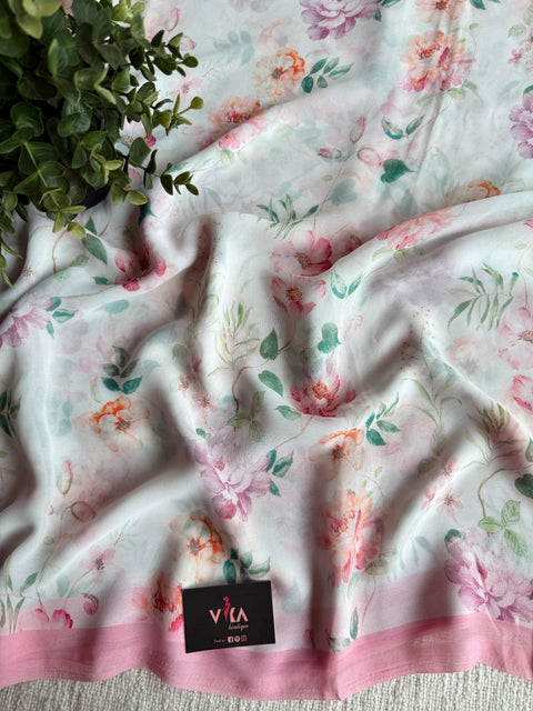 Floral printed georgette saree