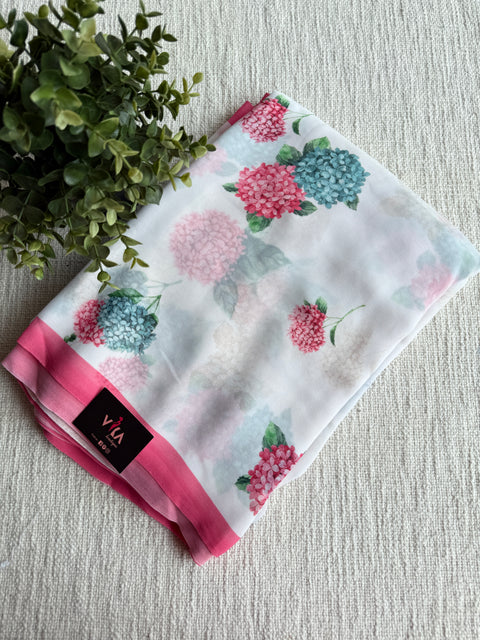 Floral printed georgette saree