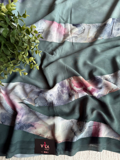 Floral printed georgette saree