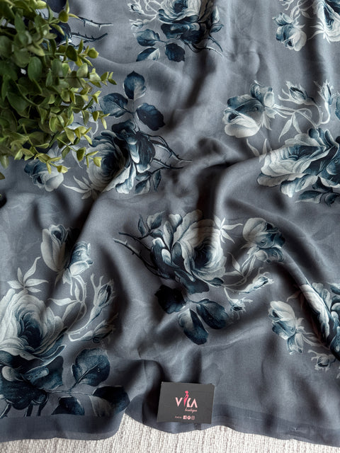 Floral printed georgette saree