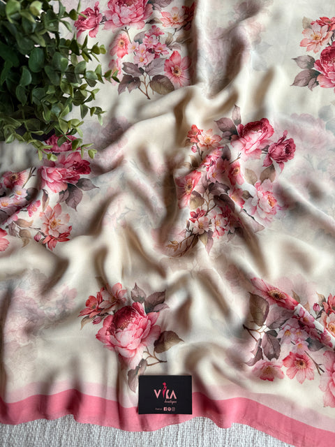 Floral printed georgette saree