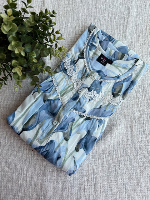 L and XL size Printed cotton linen nighty