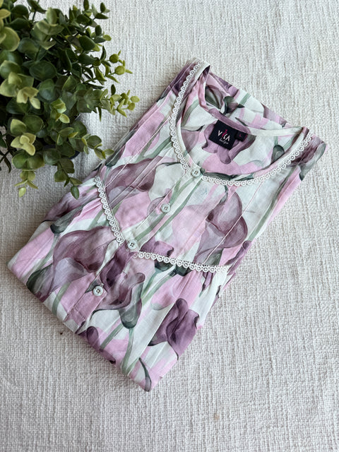 L and XL size Printed cotton linen nighty