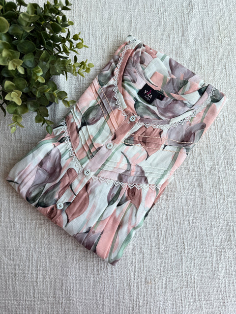 L and XL size Printed cotton linen nighty