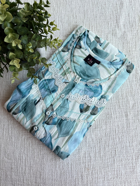 L and XL size Printed cotton linen nighty