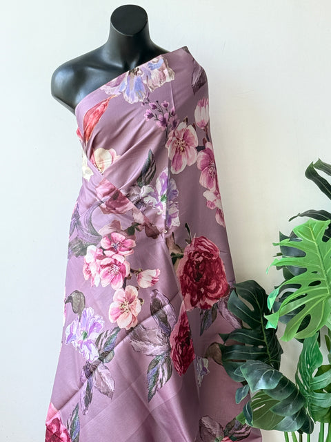 Digital printed semi Tussar satin saree