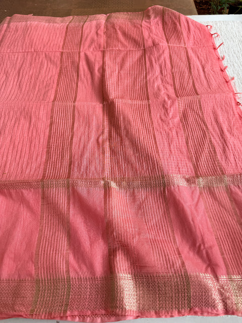 Weaving checks art silk saree with blouse