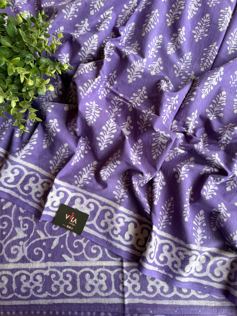 Printed mul cotton saree