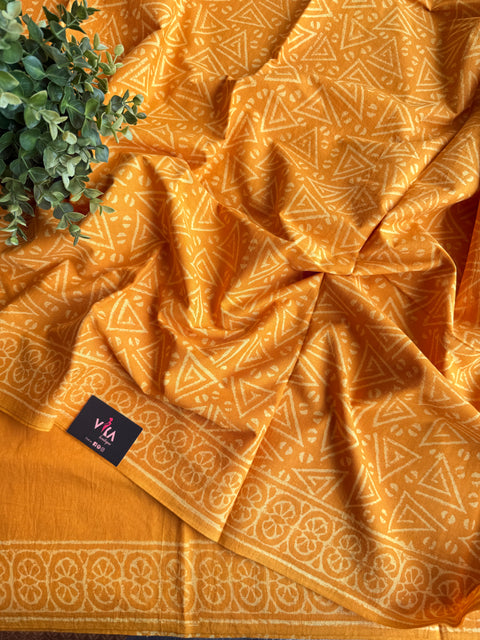 Printed mul cotton saree