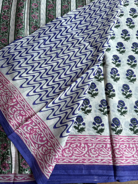 Printed mul cotton saree