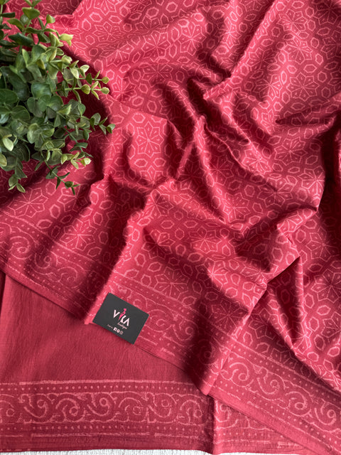 Printed mul cotton saree