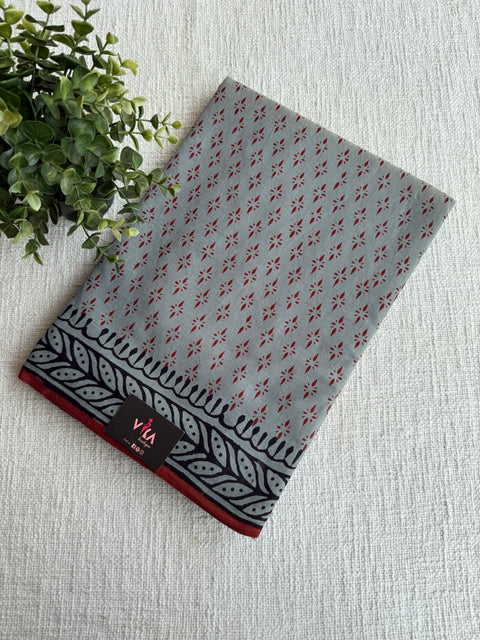 Printed mul cotton saree