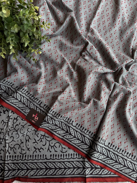 Printed mul cotton saree