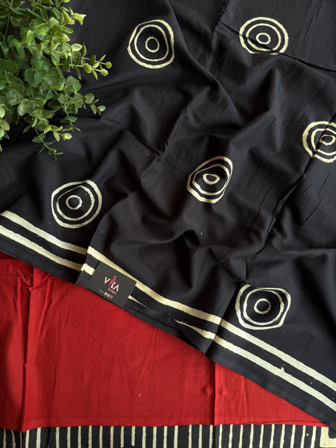 Printed mul cotton saree