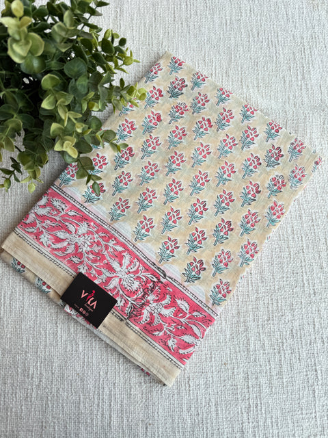 Printed mul cotton saree