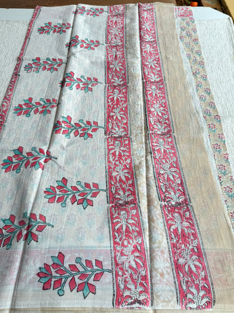 Printed mul cotton saree
