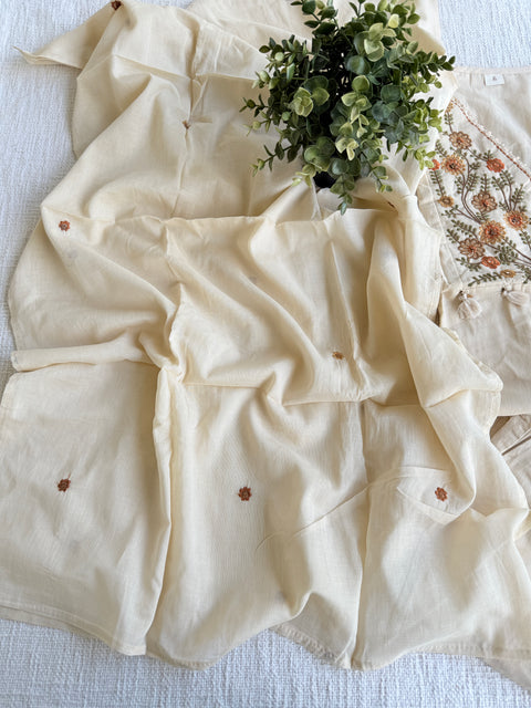 Floral emb mul cotton suit set