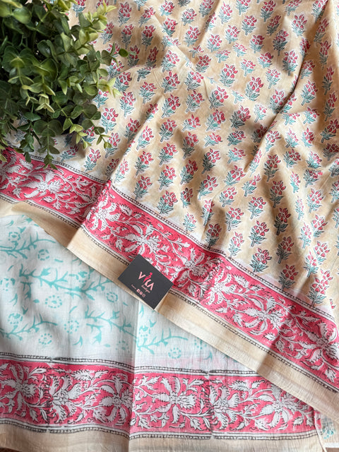 Printed mul cotton saree