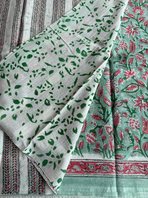 Printed mul cotton saree