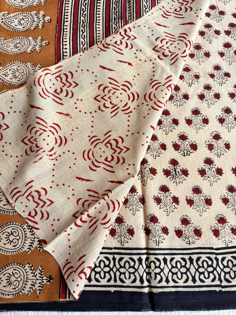 Printed mul cotton saree