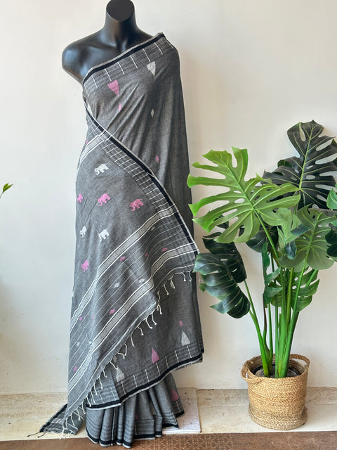 Handspun pure jamdani cotton saree