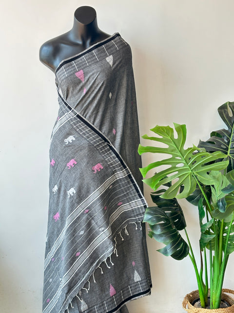 Handspun pure jamdani cotton saree
