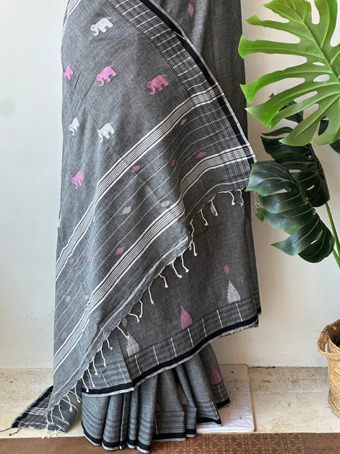 Handspun pure jamdani cotton saree
