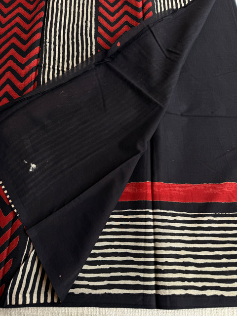 Printed mul cotton saree