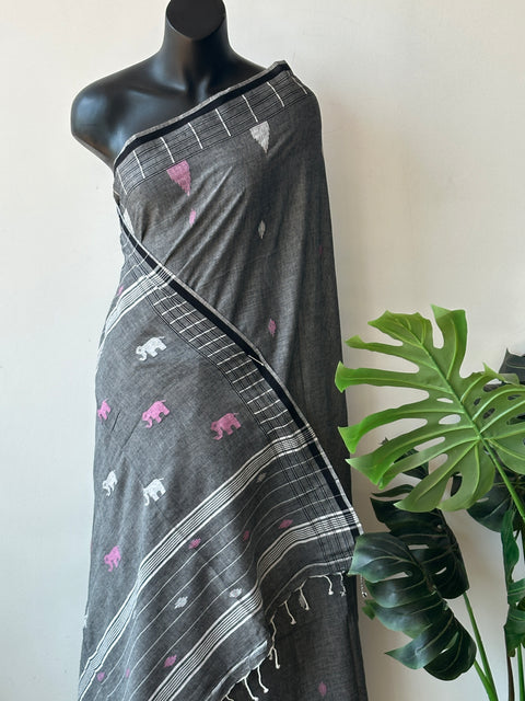 Handspun pure jamdani cotton saree