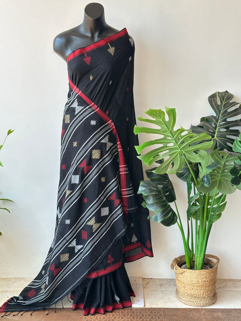 Handspun pure jamdani cotton saree