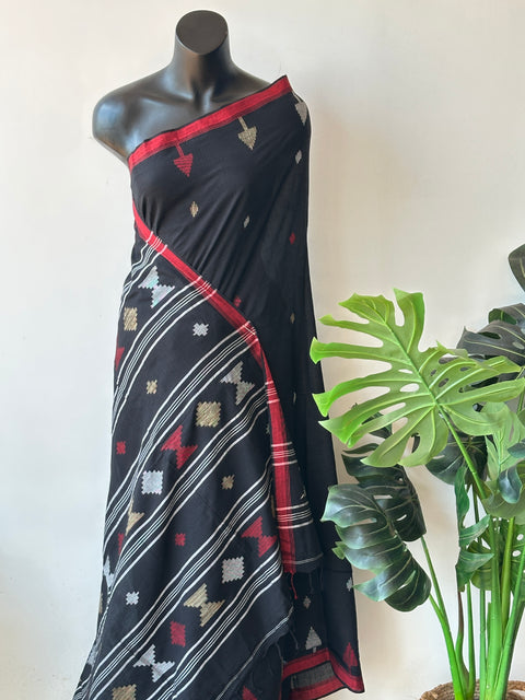 Handspun pure jamdani cotton saree
