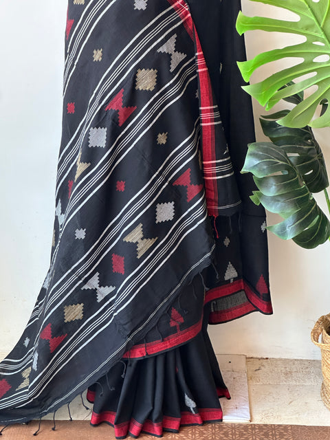 Handspun pure jamdani cotton saree