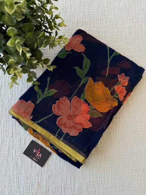 Floral Printed pure chiffon saree