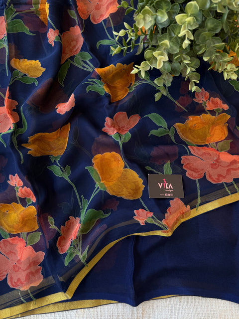 Floral Printed pure chiffon saree