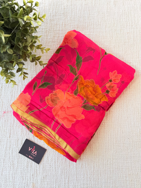 Floral Printed pure chiffon saree