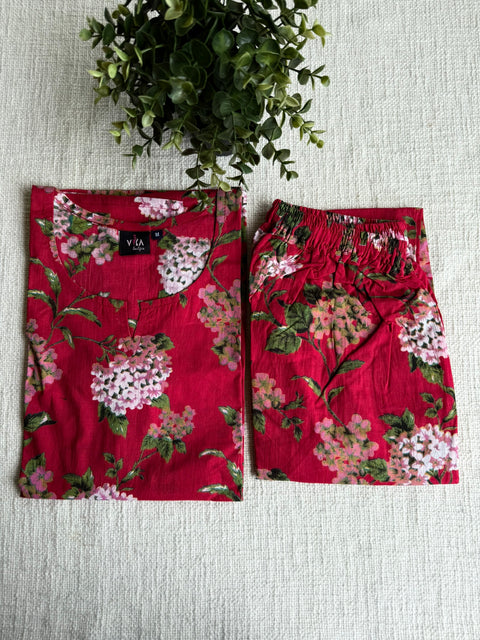 M size printed Cord Night suit