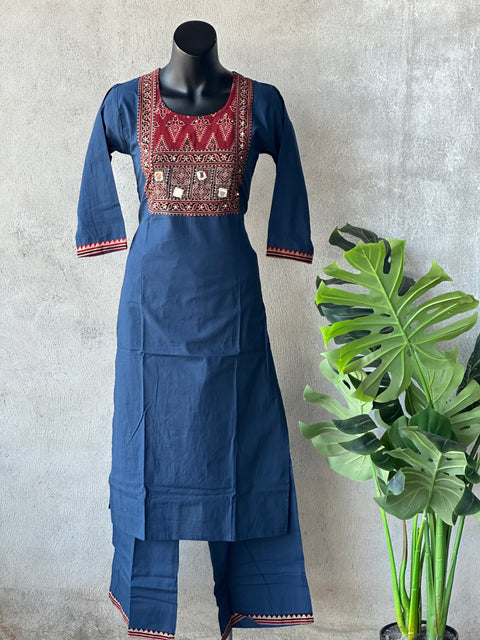 Neck patch cotton Ready kurti pant set