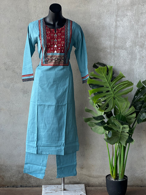 Neck patch cotton Ready kurti pant set