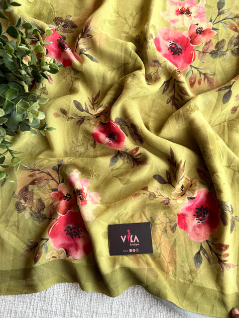 Floral printed georgette saree