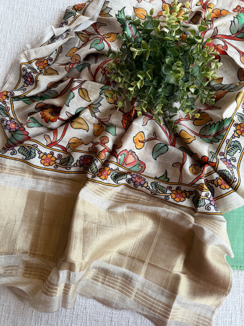 Cotton suit set with dola silk dupatta