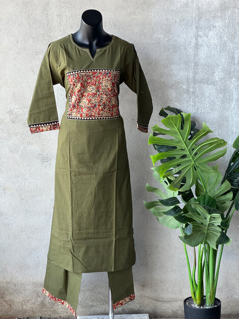 Kalamkari applique cotton Ready kurti pant set