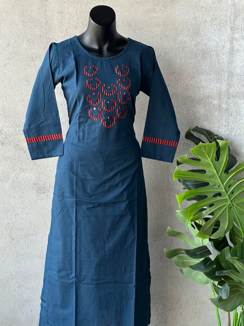 Applique cotton Ready kurti pant set