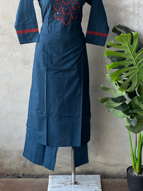 Applique cotton Ready kurti pant set