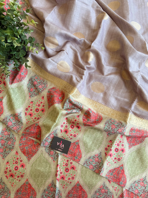Coin bhutta digi border raw tussar saree