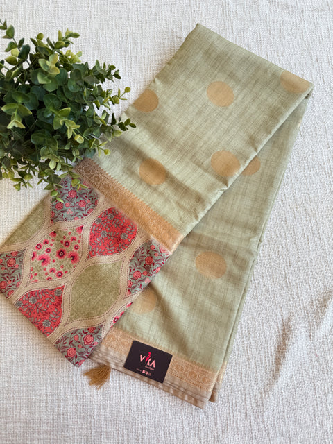 Coin bhutta digi border raw tussar saree