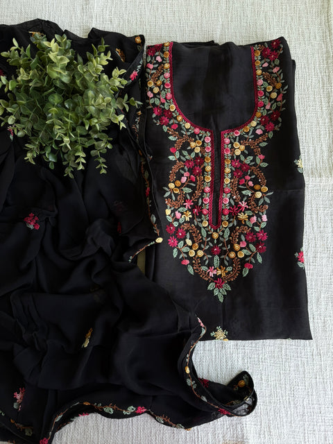 French knot hand emb salwar suit material