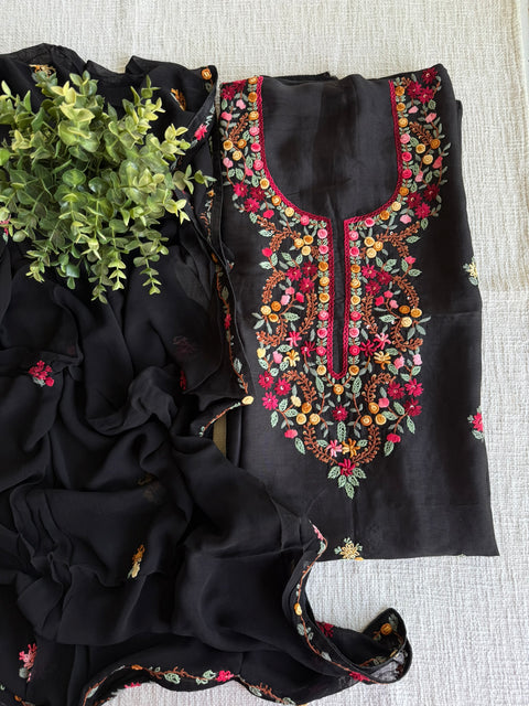 French knot hand emb salwar suit material