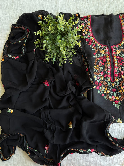 French knot hand emb salwar suit material