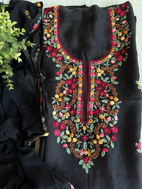 French knot hand emb salwar suit material