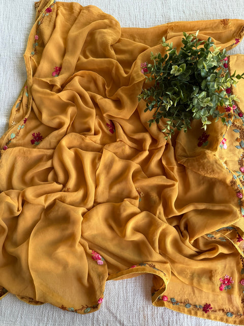 French knot hand emb salwar suit material